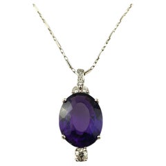 Collar Colgante Amatista y Diamante Oro Blanco 14K  #18549