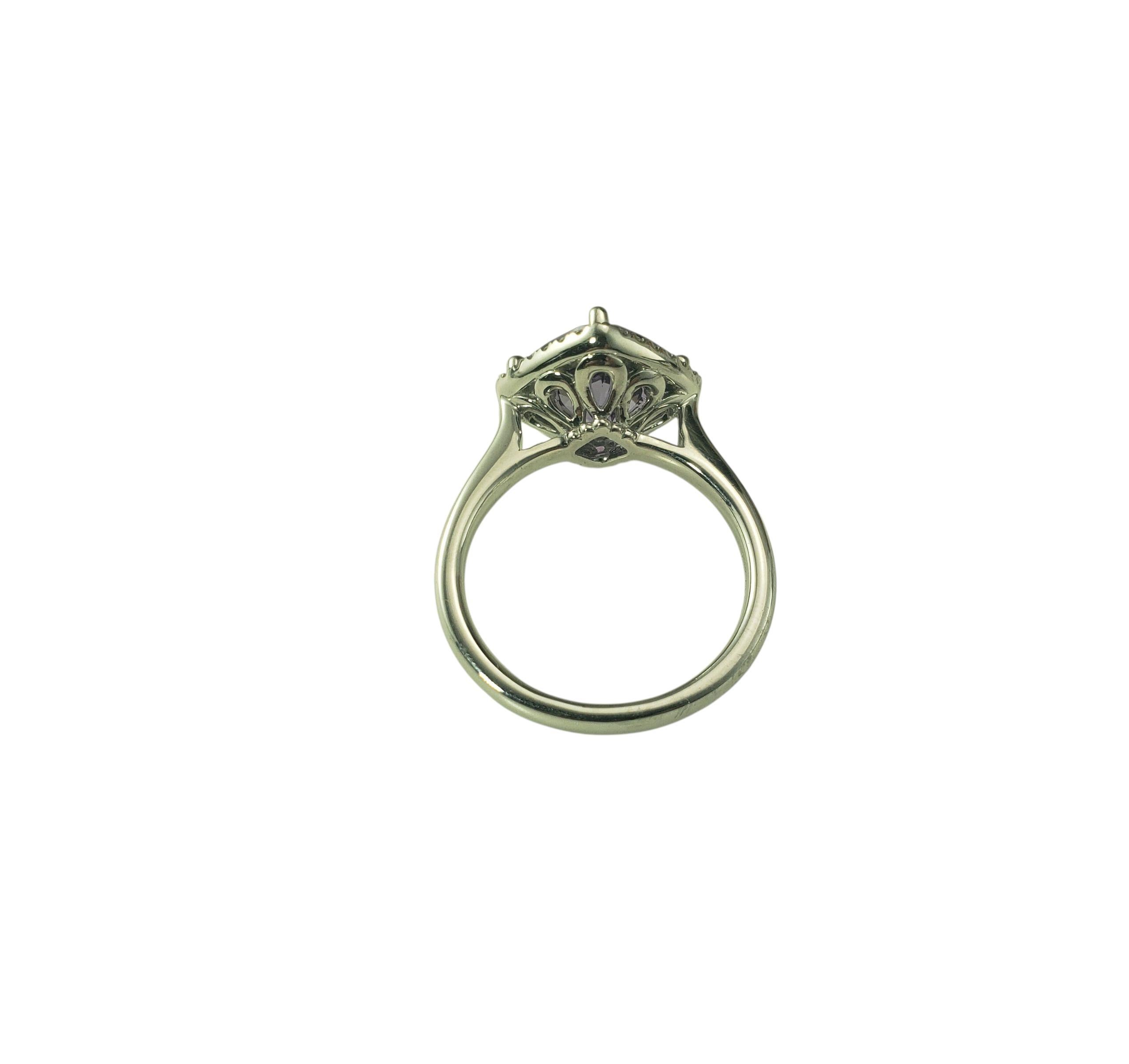 14K White Gold Amethyst and Diamond Ring Size 7 JAGi Certified #22652 Bon état - En vente à Washington Depot, CT