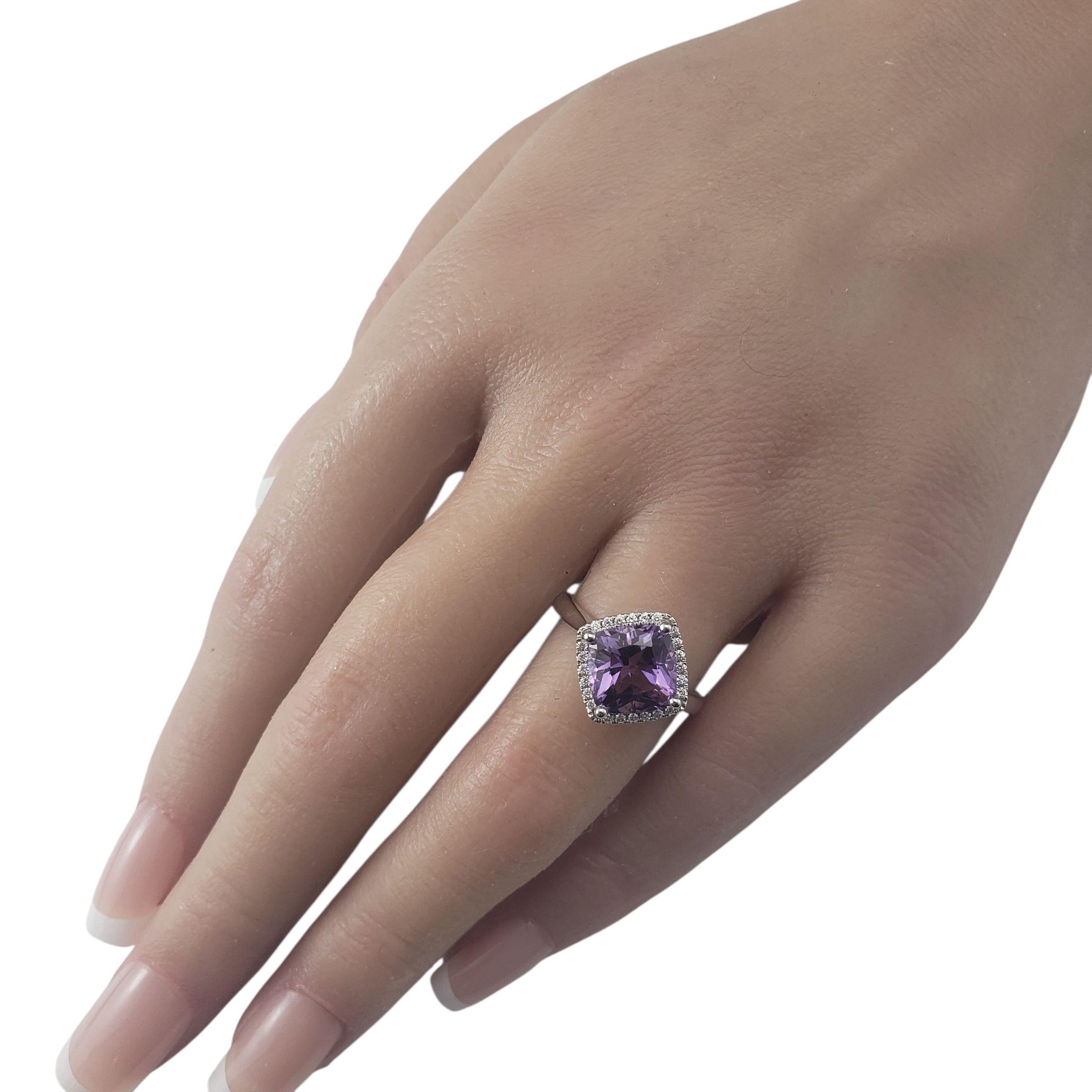 14K White Gold Amethyst and Diamond Ring Size 7 JAGi Certified #22652 en vente 1