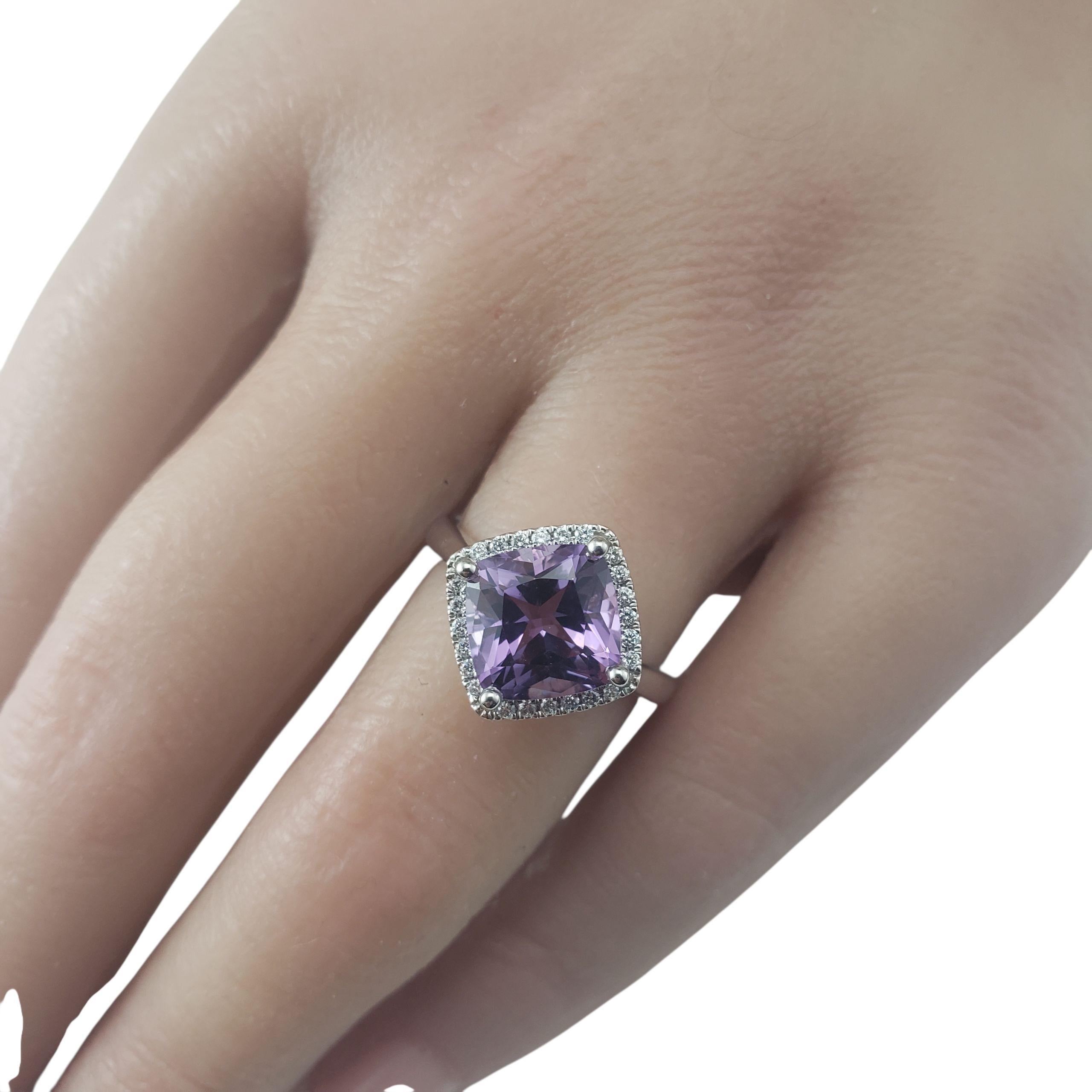 14K White Gold Amethyst and Diamond Ring Size 7 JAGi Certified #22652 en vente 2
