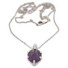 14K White Gold Amethyst Pendant on Chain