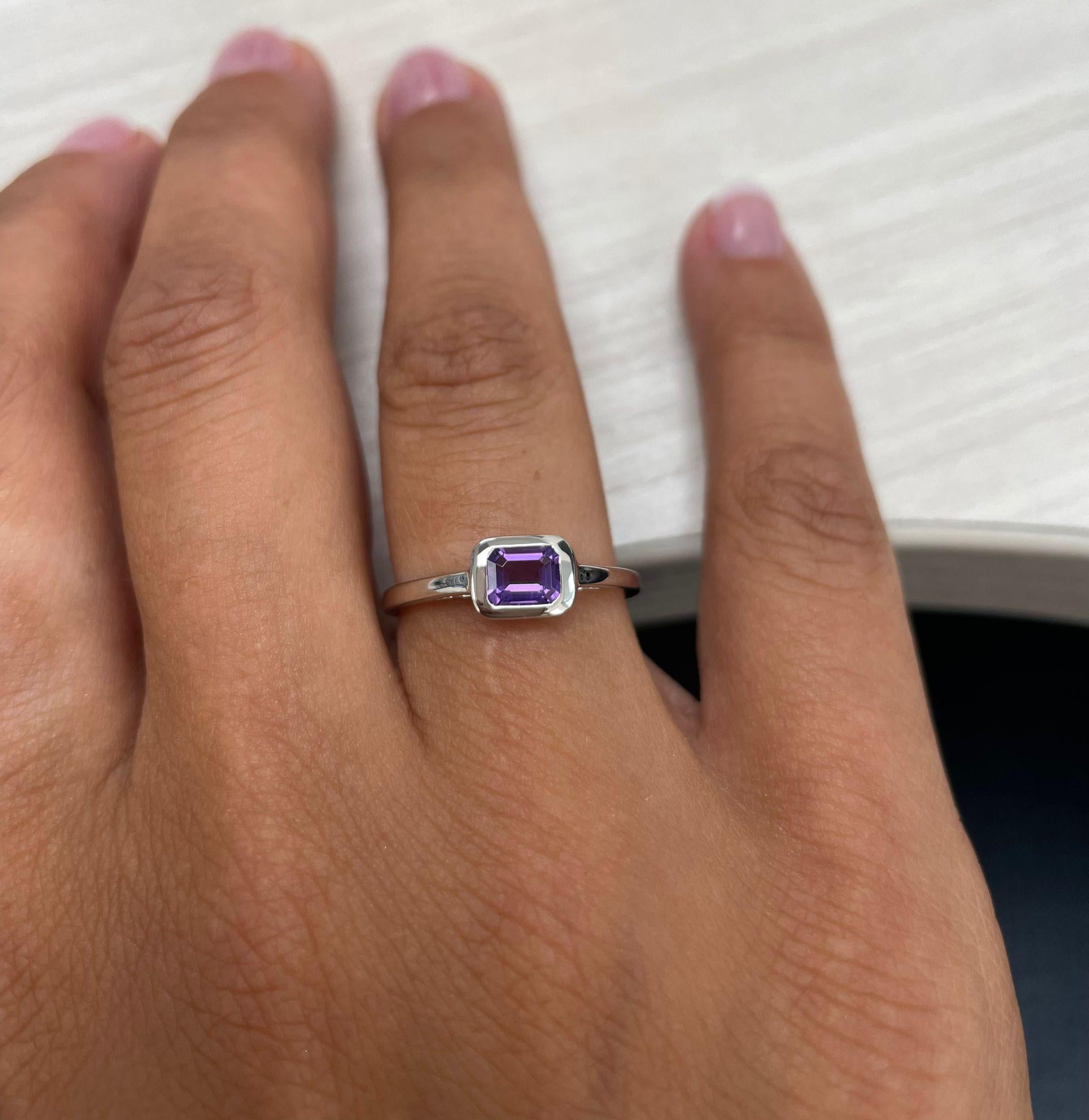 amethyst and diamond stackable ring