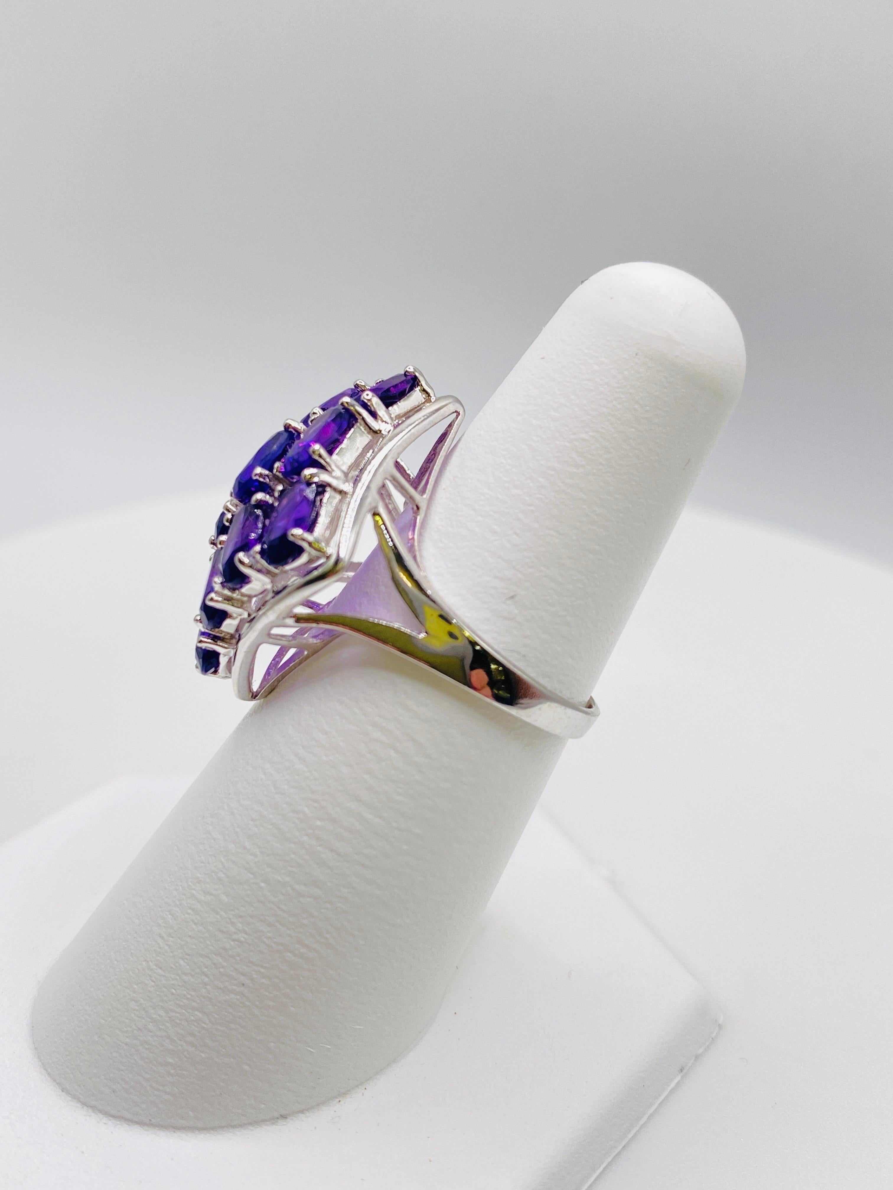 Oval Cut Amethyst White Gold Ring For Sale