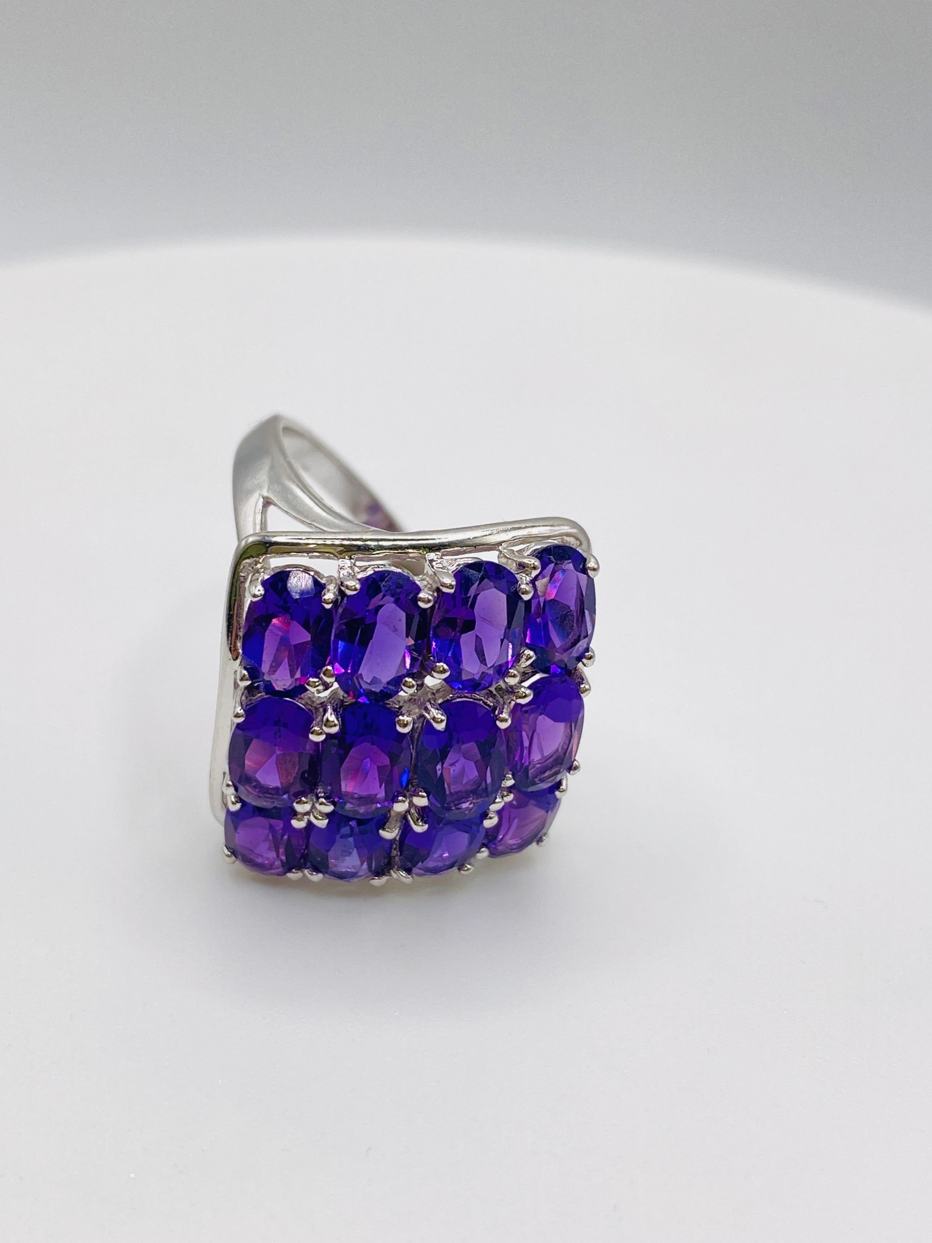 Amethyst White Gold Ring In Good Condition For Sale In DALLAS, TX