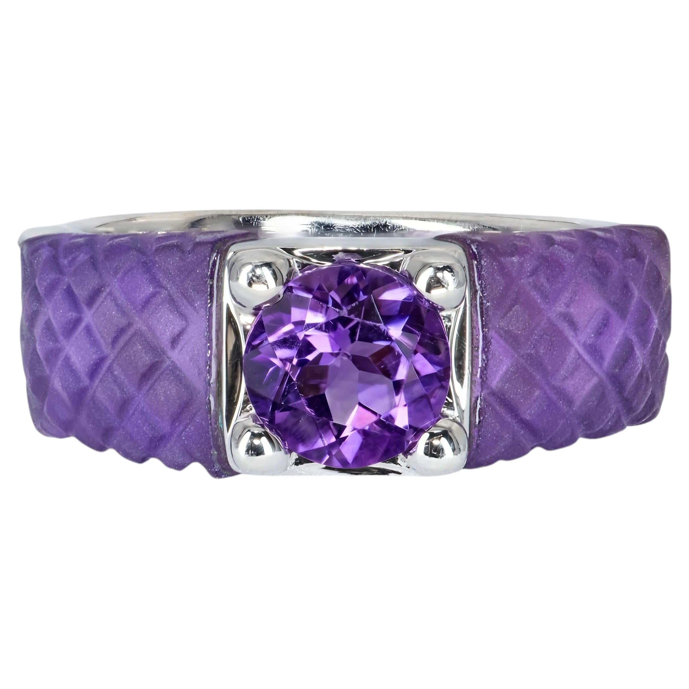 14k White Gold Amethyst Ring