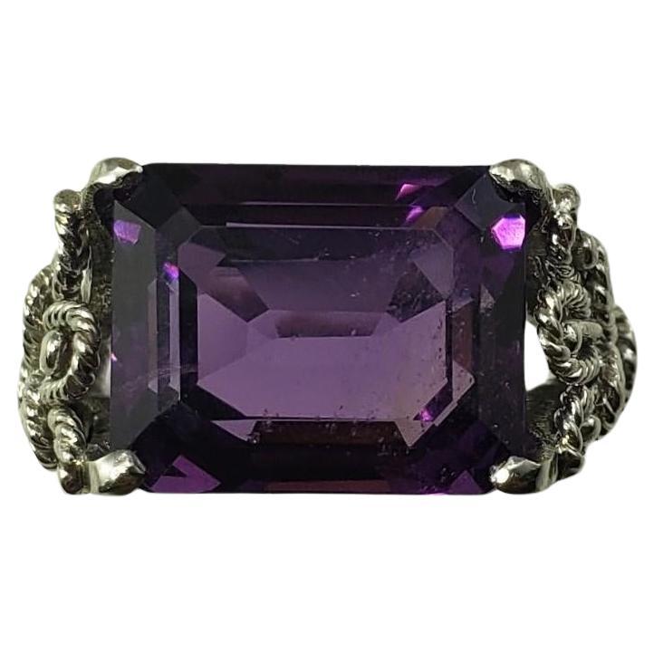 14K White Gold Amethyst Ring Size 6.75 #15459 For Sale