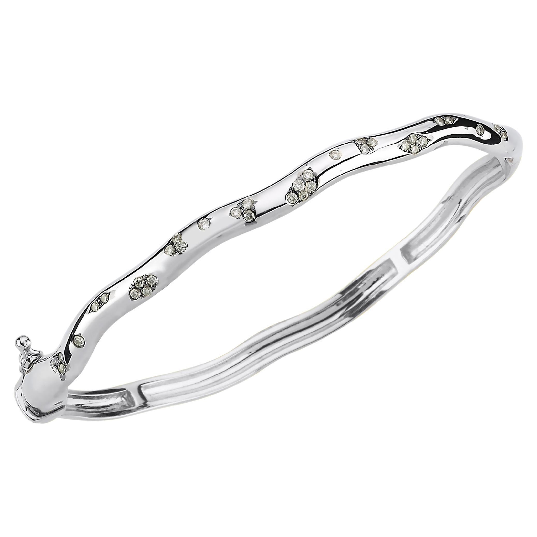 Bracelet jonc Amorph en or blanc 14 carats avec 0,26 carat de diamants