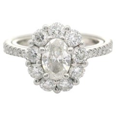 Anello aureola in oro bianco 14k e diamanti 1,7cttw misura 4,75
