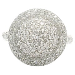 14k White Gold and 1ct Diamond Domed Cluster Halo Ring Size 8