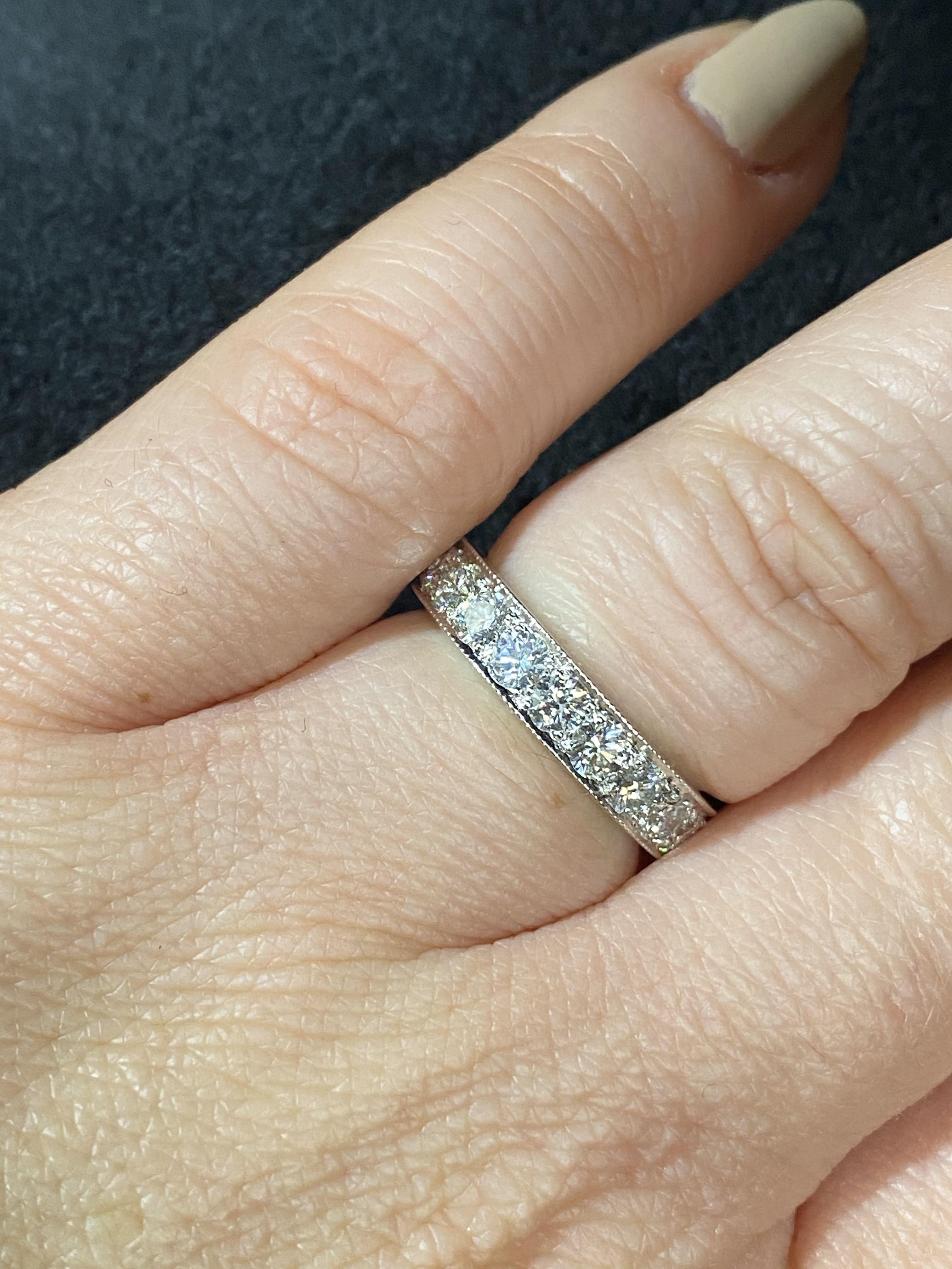 14 Karat White Gold and 2 Carat Diamond Eternity Band Ring In Excellent Condition In Guilford, CT