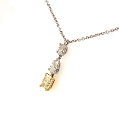 14 Karat White Gold and 3-Stone Diamond Pendant Necklace