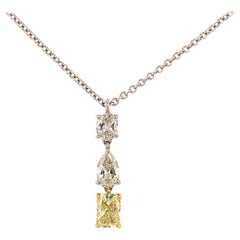 14 Karat White Gold and 3-Stone Diamond Pendant Necklace