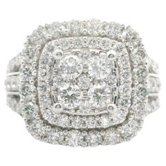 14k Weißgold und 3,25cttw Diamant-Cluster-Ring Größe 6,75