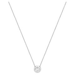 14K White Gold and Bezel Set Round Brilliant Cut Diamond Solitaire Necklace