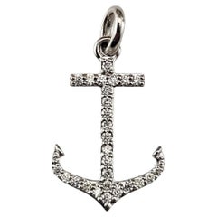 Ciondolo ad ancora in oro bianco 14K e diamanti #23525