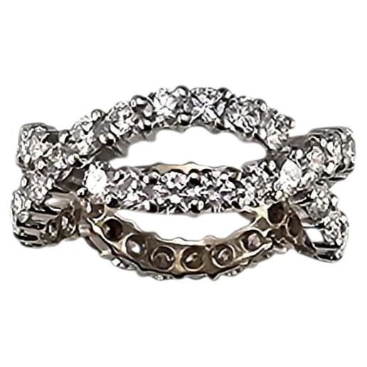14K Weißgold und Diamant Band Ring Größe 6,75 #25117