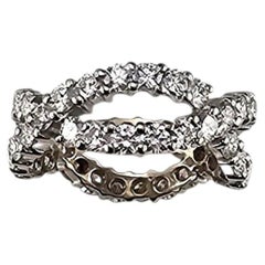14K Weißgold und Diamant Band Ring Größe 6,75 #25117