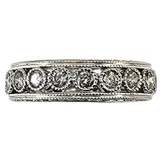 14K White Gold and Diamond Band Ring Size 7 #24923 For Sale