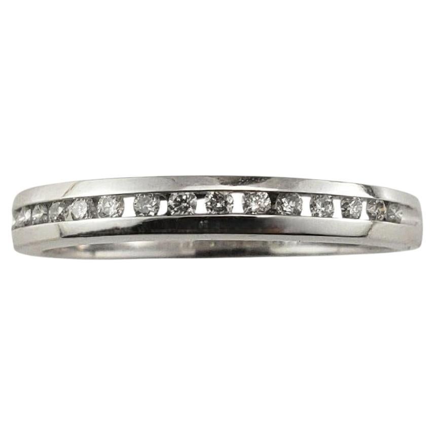 Anello a fascia in oro bianco 14K e diamanti misura 8 #23027 in vendita