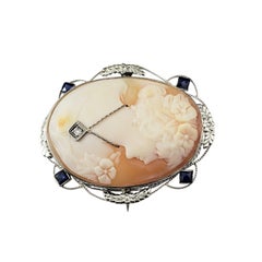 14K White Gold and Diamond Cameo Brooch/Pendant #22811