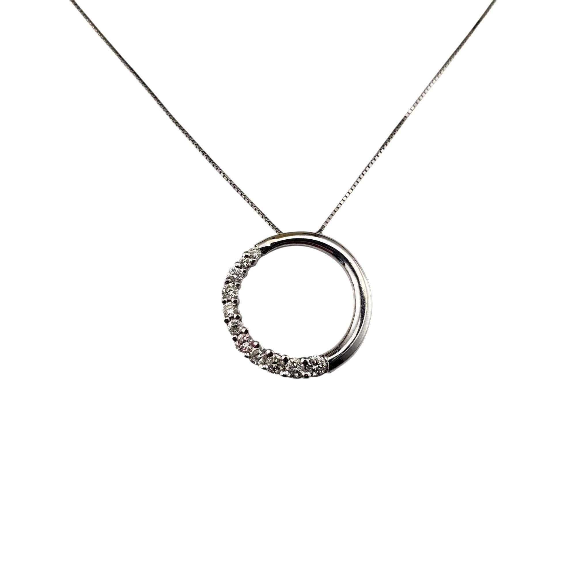 14K White Gold and Diamond Circle Pendant Necklace #21815