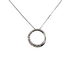 14K White Gold and Diamond Circle Pendant Necklace #21815
