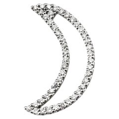14K White Gold and Diamond Crescent Moon Pendant #24383
