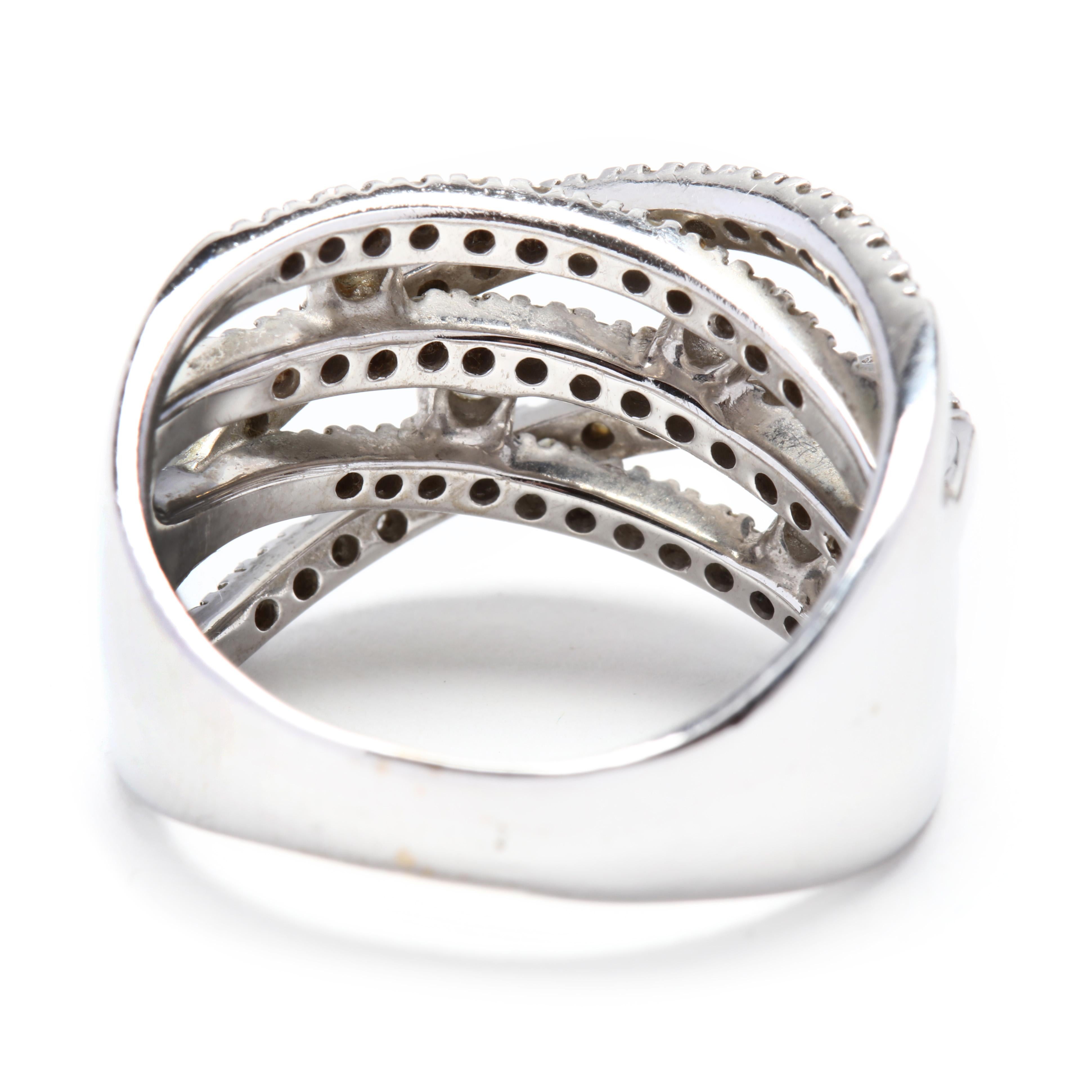 Stainless Steel 2 Color Diamond-Cut Criss-Cross Flat Band Ring