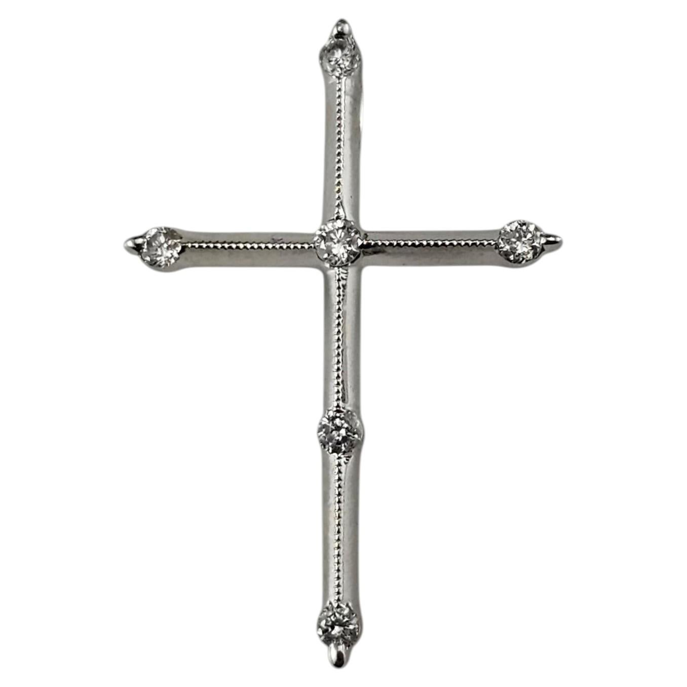 14K White Gold and Diamond Cross Pendant #24115 For Sale