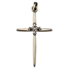 14K White Gold and Diamond Cross Pendant #24408
