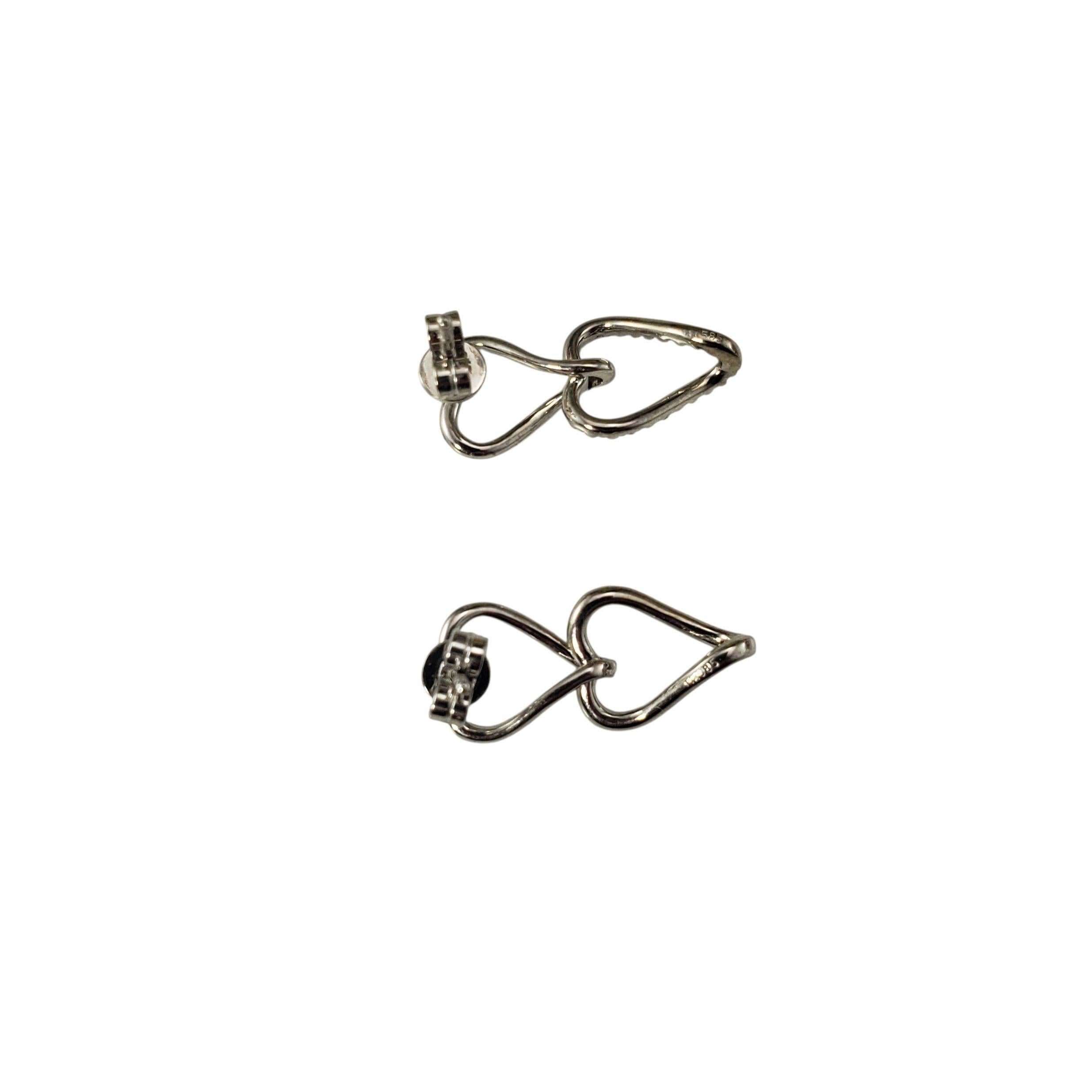Women's 14K White Gold and Diamond Dangle Heart Earrings #23189 For Sale