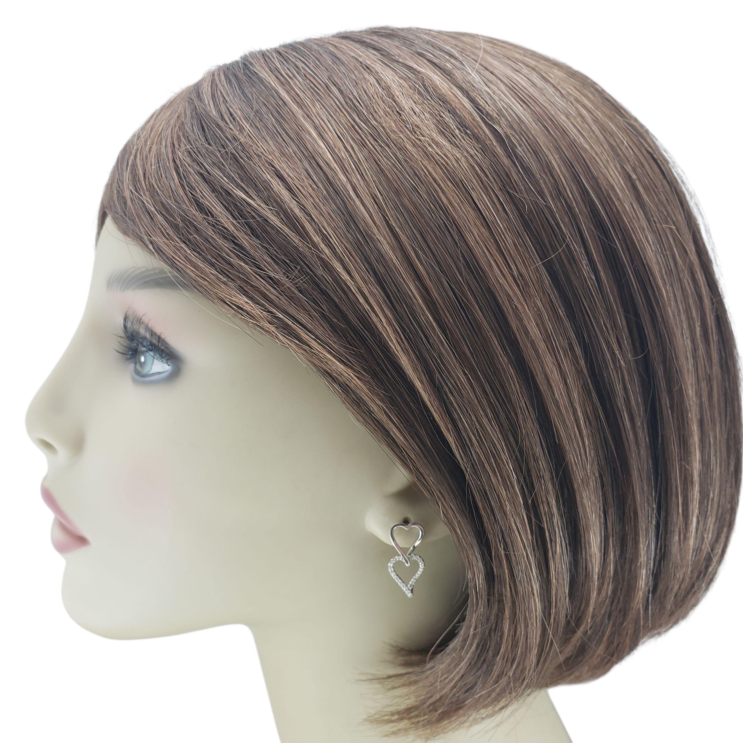 14K White Gold and Diamond Dangle Heart Earrings #23189 For Sale 2