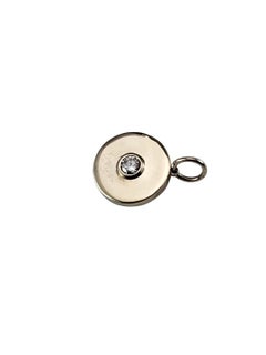 14K White Gold and Diamond Disc Pendant #24398