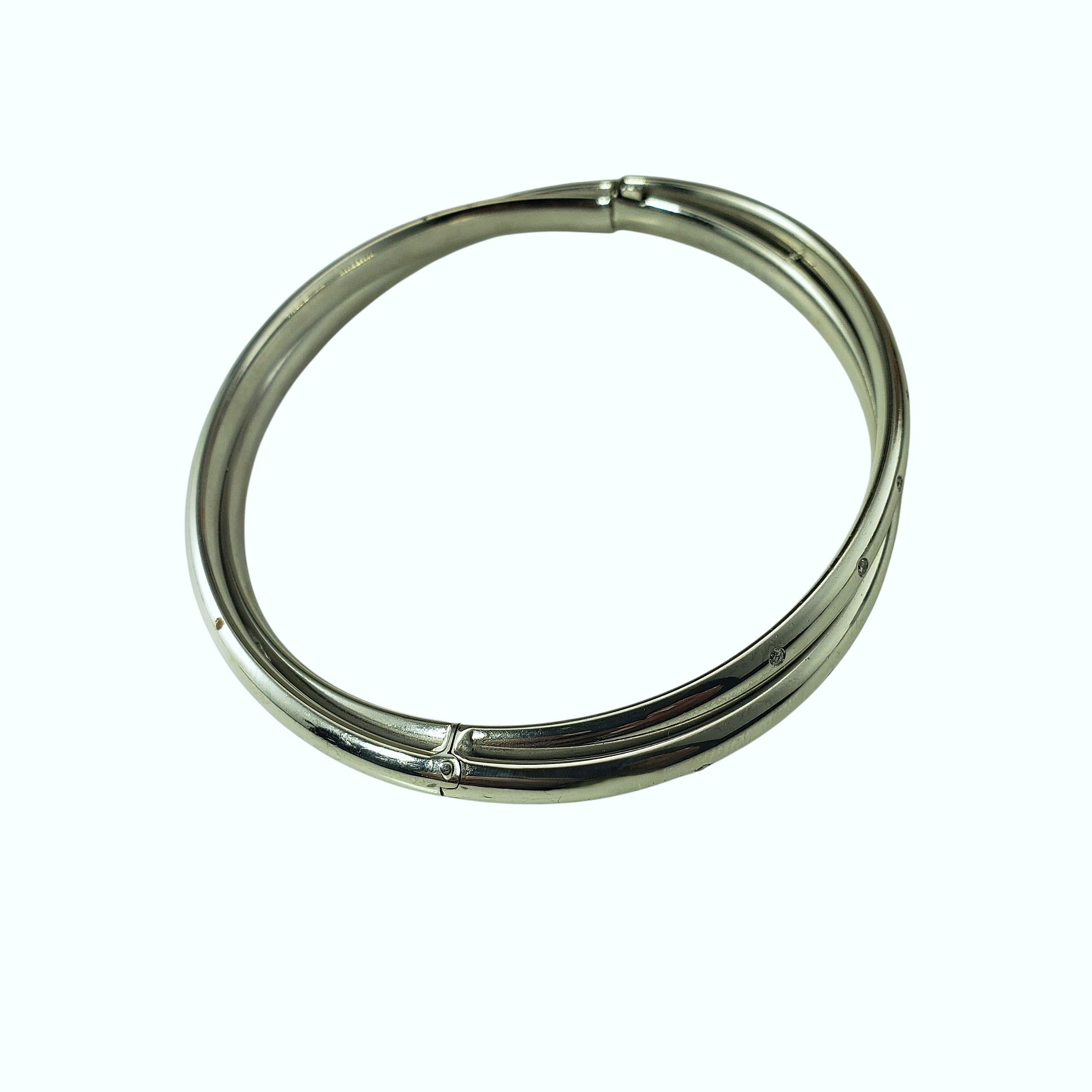 Brilliant Cut 14K White Gold and Diamond Double Bangle Bracelet #22713 For Sale