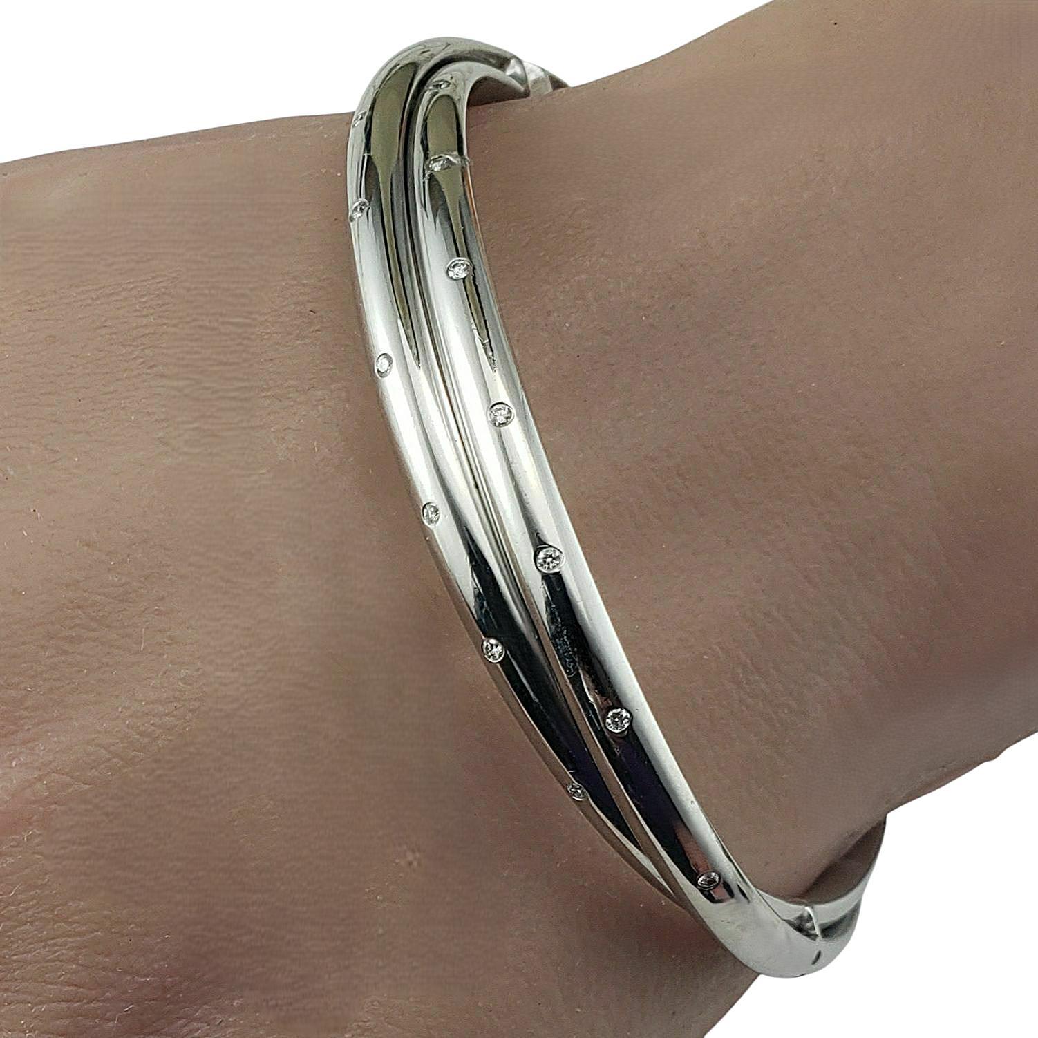 14K White Gold and Diamond Double Bangle Bracelet #22713 For Sale 2