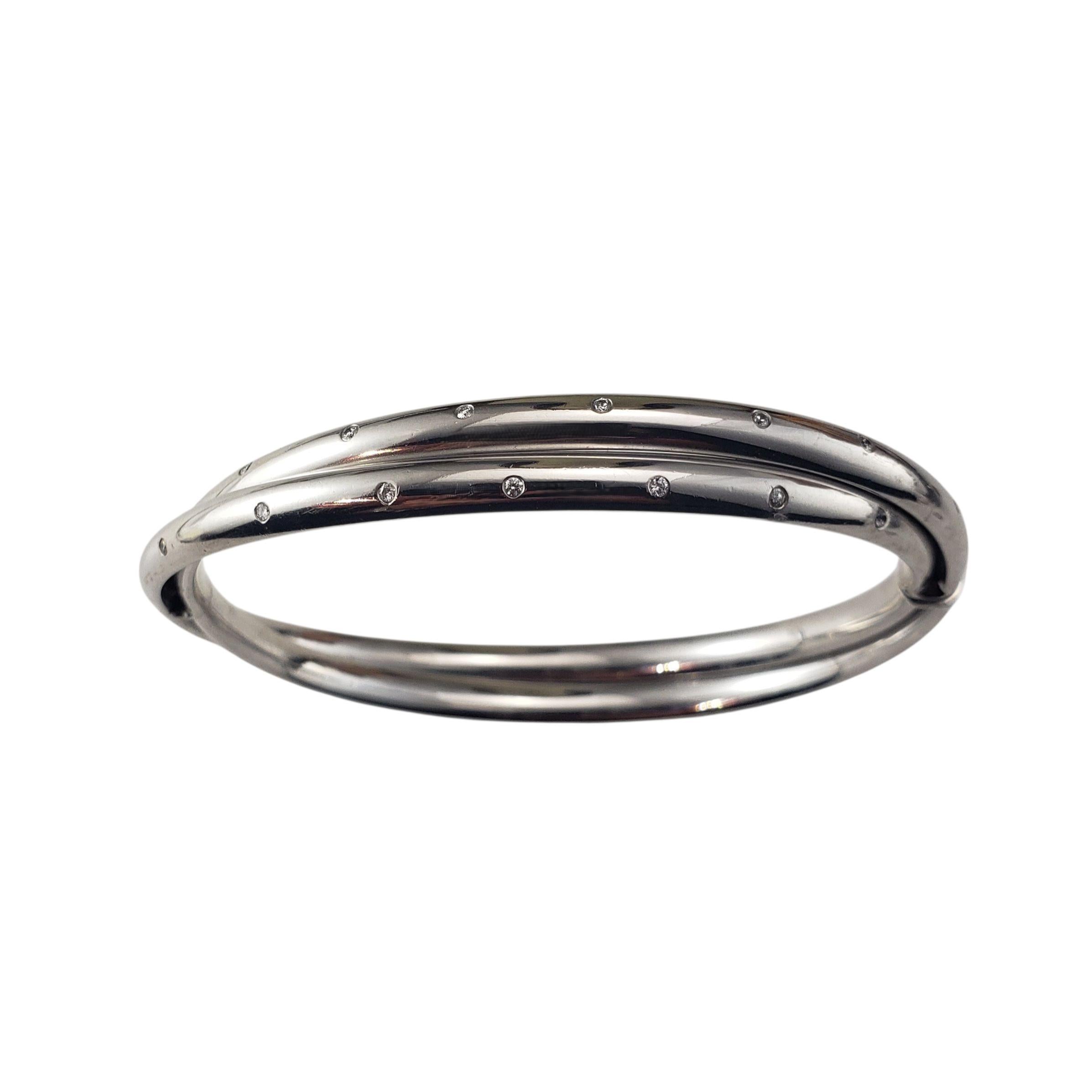 14K White Gold and Diamond Double Bangle Bracelet #22713 For Sale