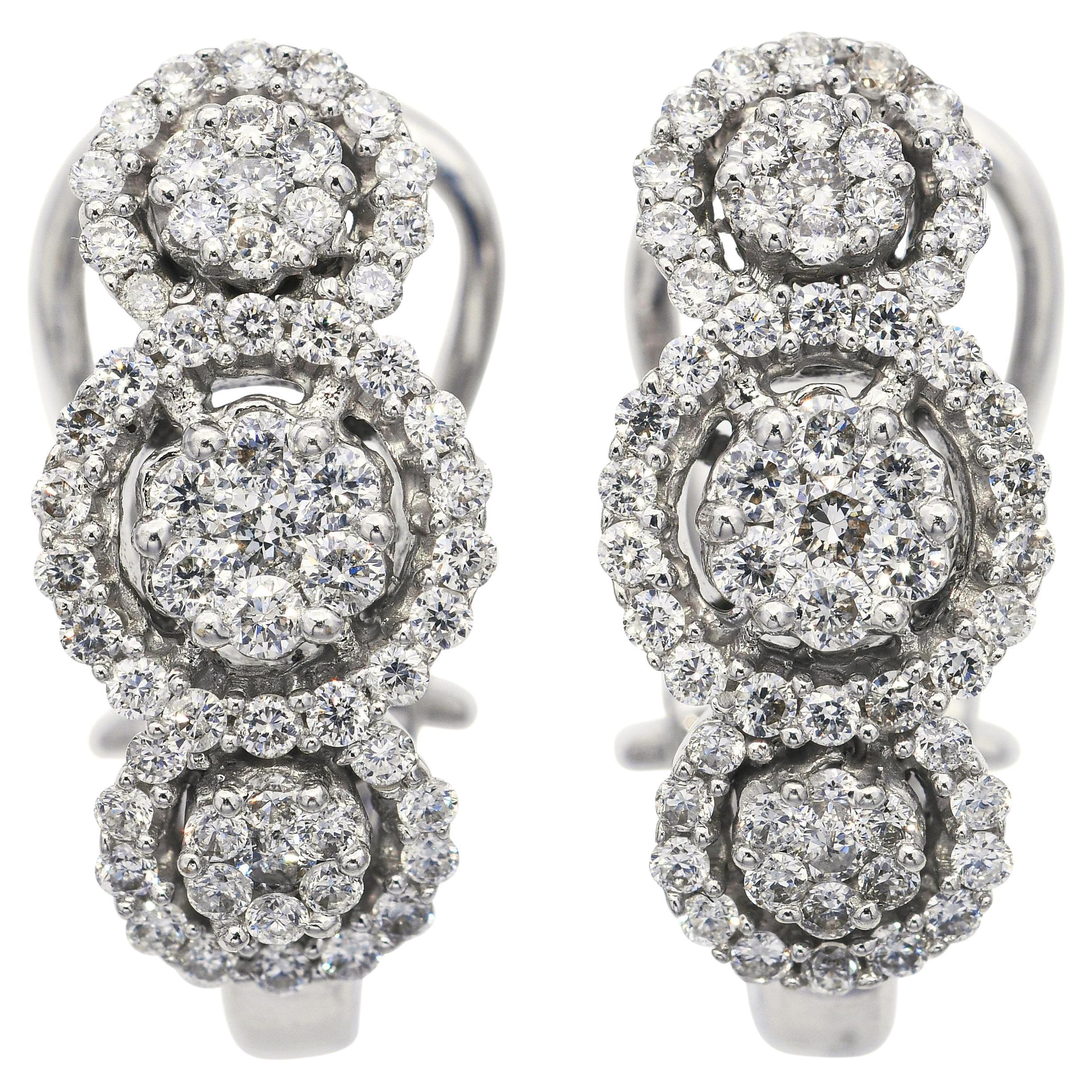 Orecchini in oro bianco e diamanti 14k