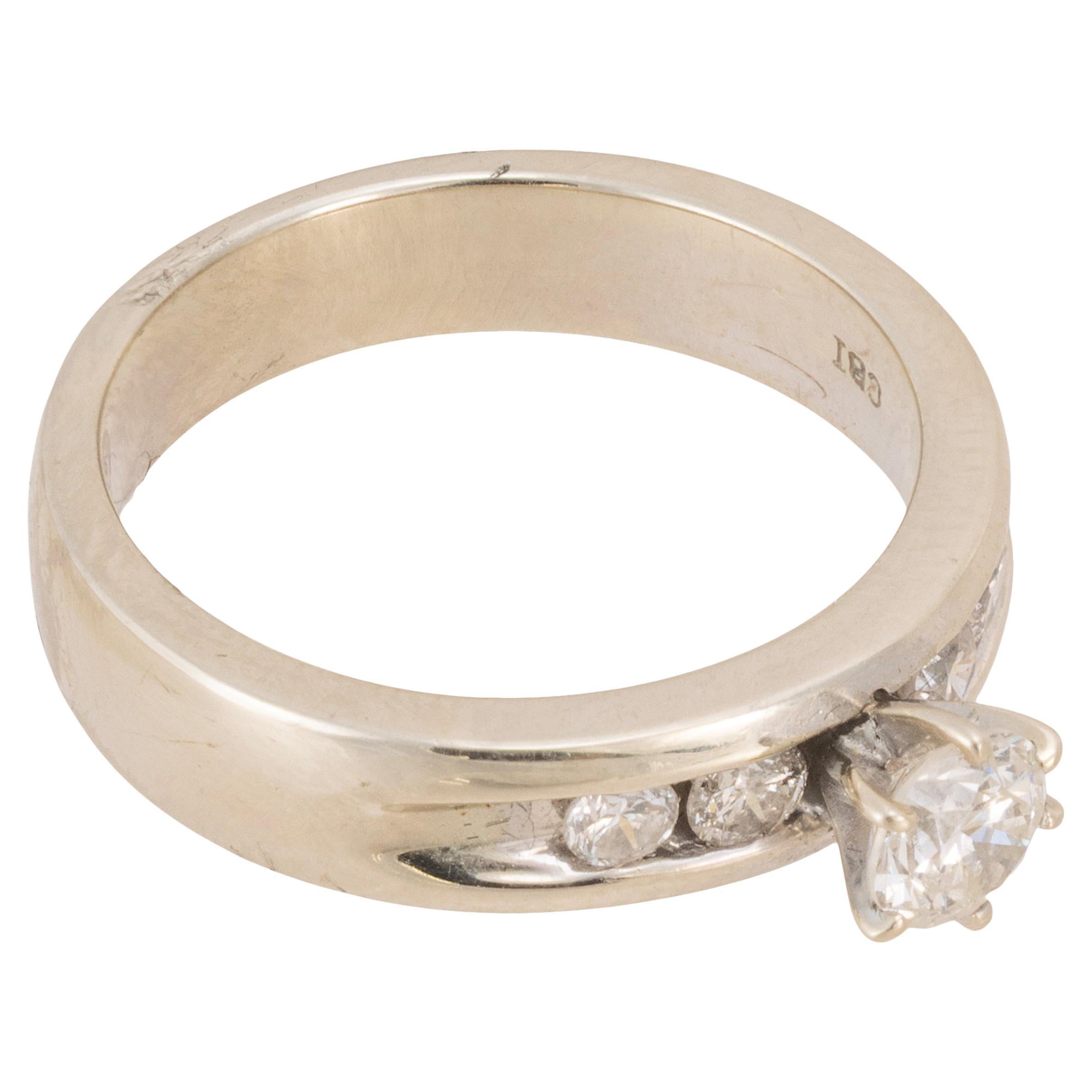 14K White Gold and Diamond Engagement Wedding Ring en venta