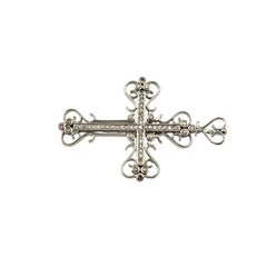 14K White Gold and Diamond Filigree Cross Pendant #22773