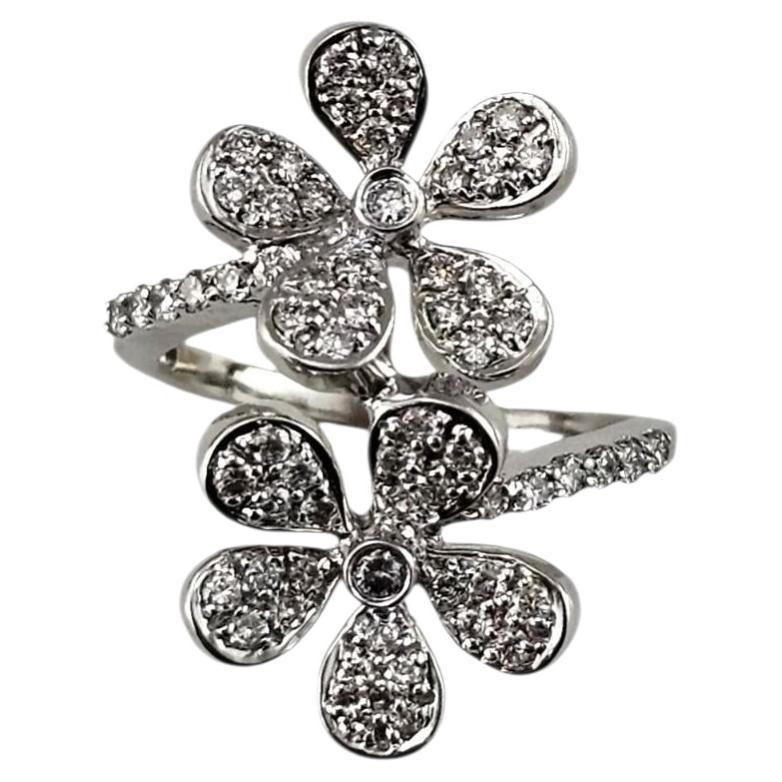 14K White Gold and Diamond Flower Ring Size 4.25 #25241