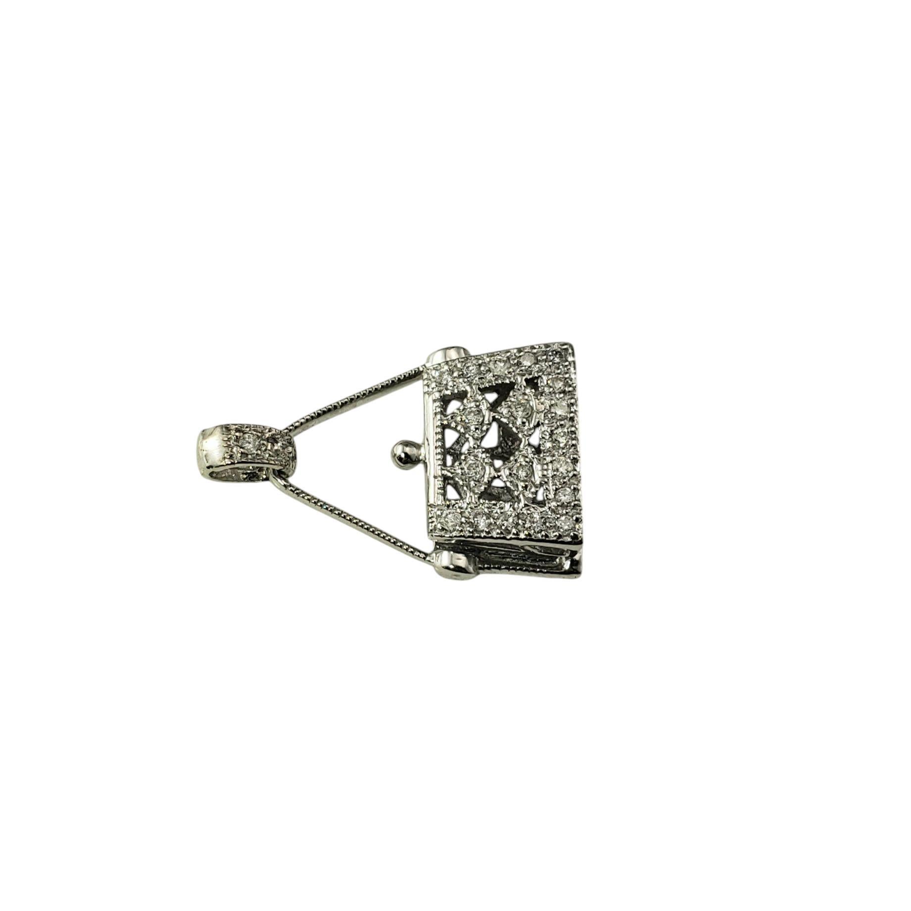 Taglio brillante Charm da borsetta in oro bianco 14K e diamanti #21118 in vendita