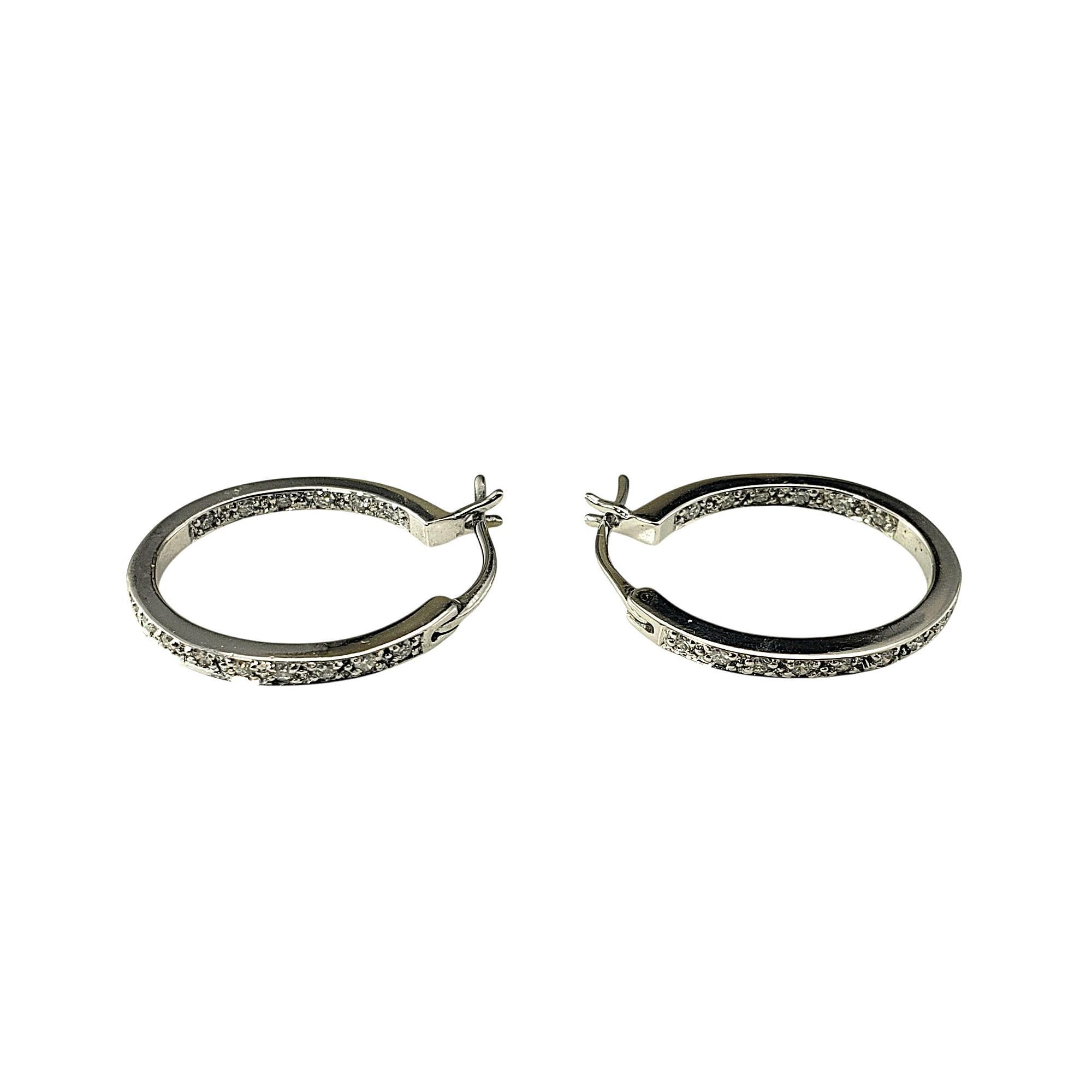 Brilliant Cut 14K White Gold and Diamond Inside-Out Hoop Earrings #21970 For Sale
