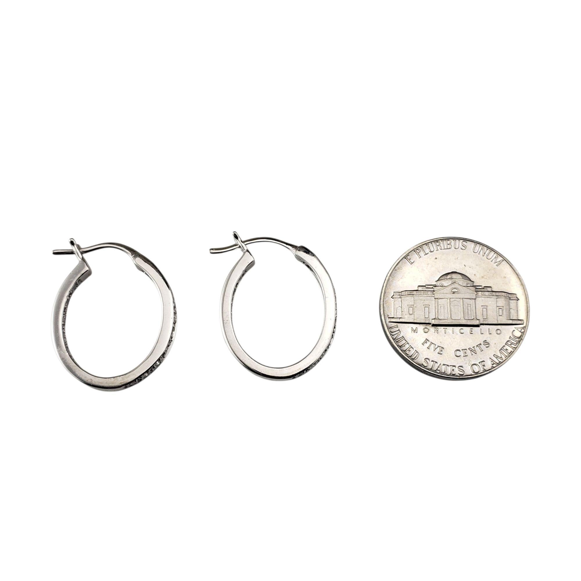 14K White Gold and Diamond Inside-Out Hoop Earrings #21970 For Sale 1
