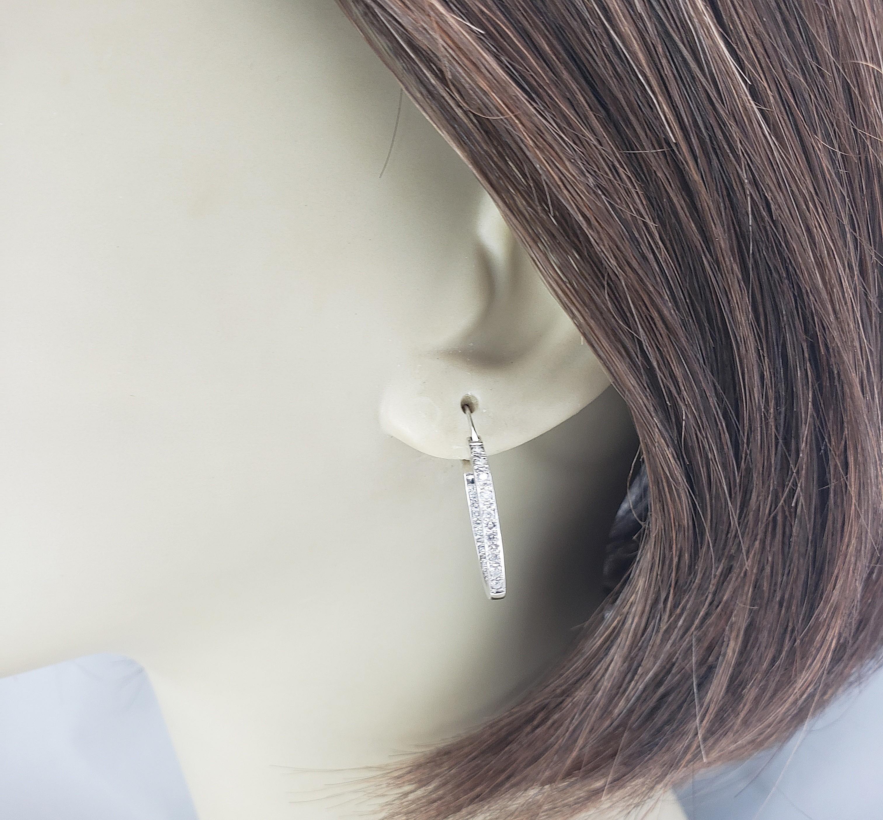 14K White Gold and Diamond Inside-Out Hoop Earrings #21970 For Sale 3