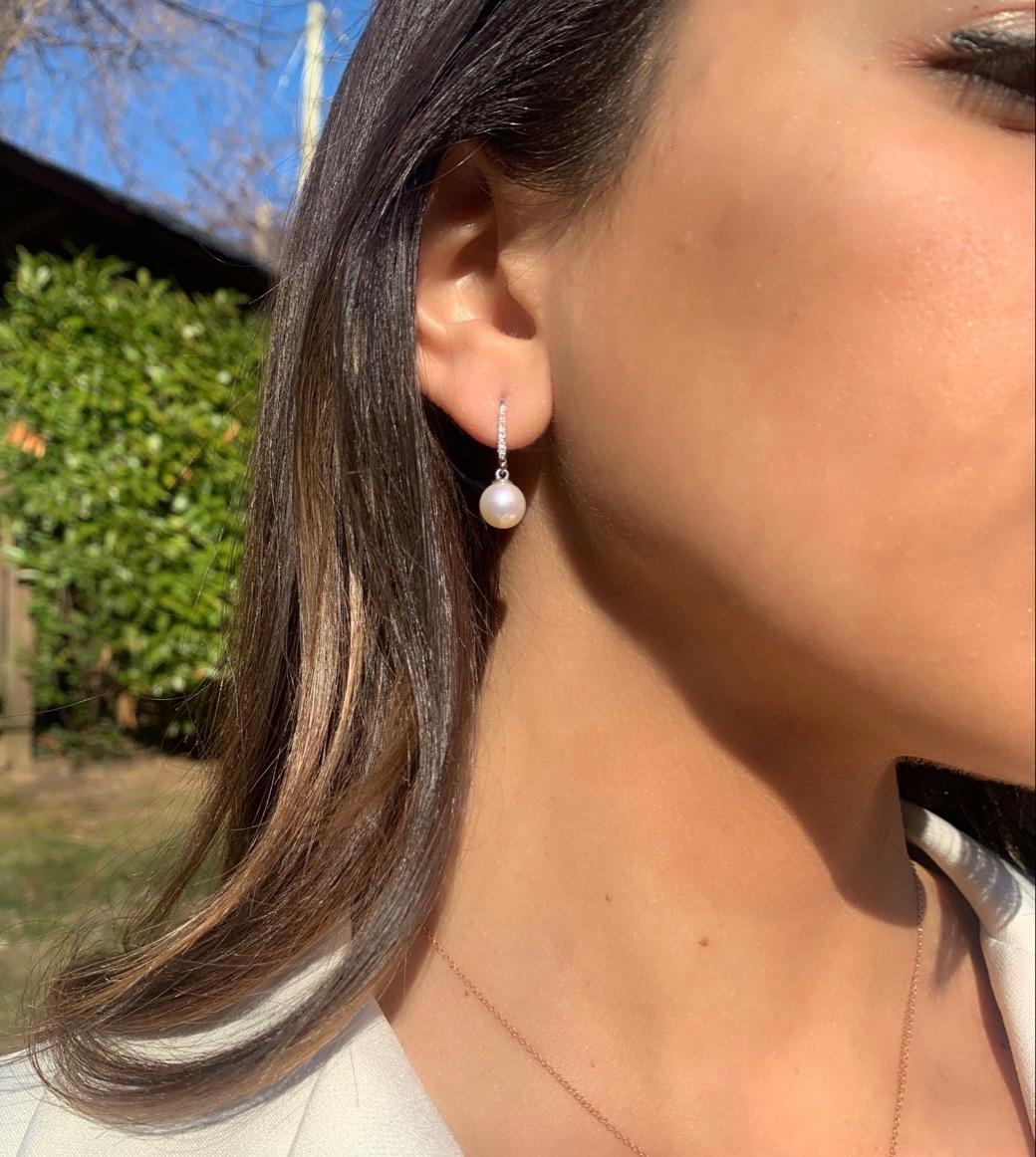 diamond leverback earrings white gold
