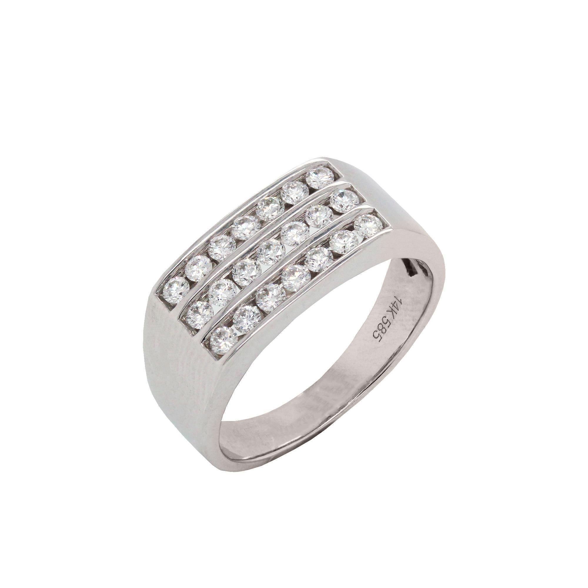 mens 3 row diamond ring