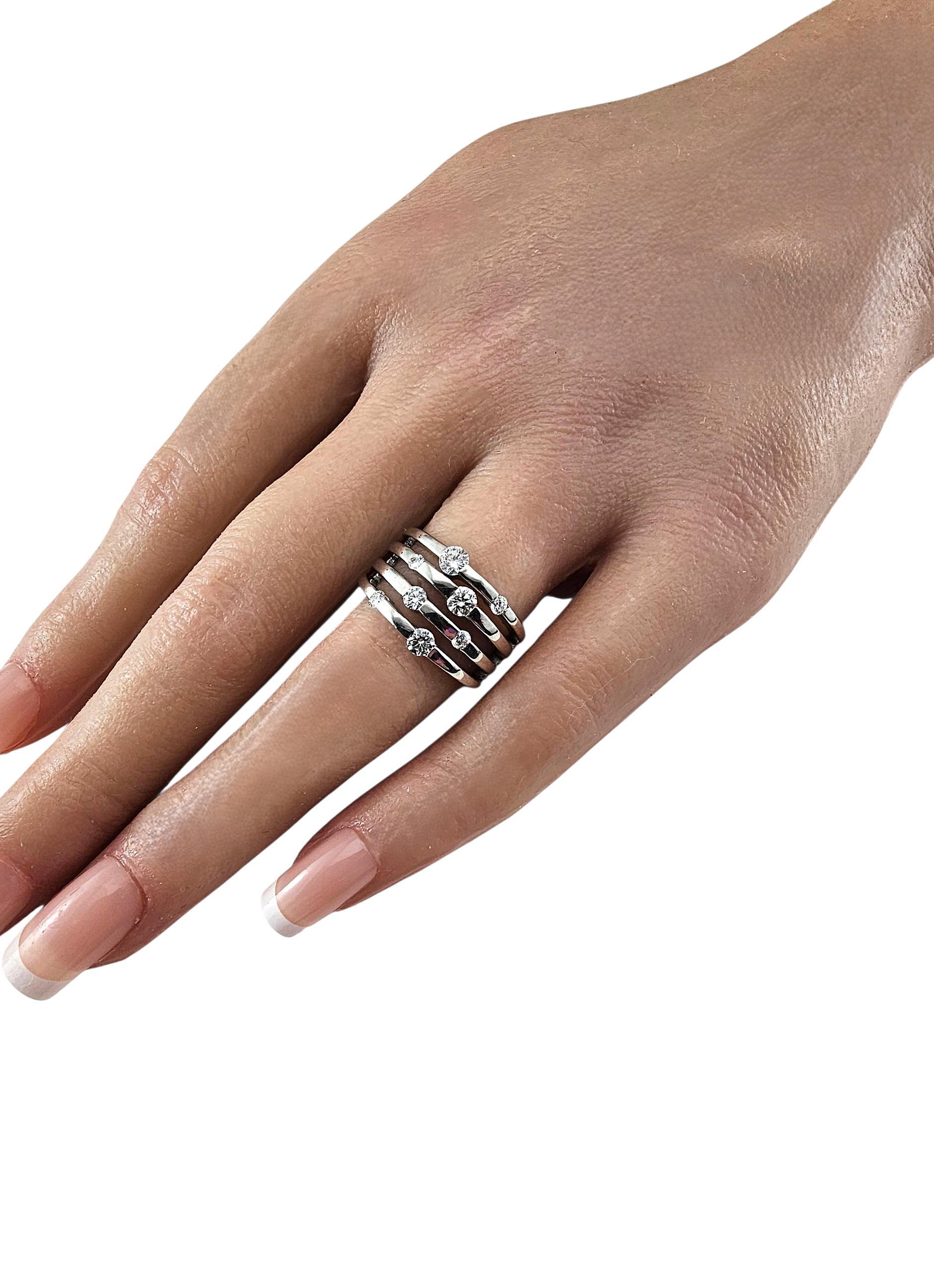 Anello Multi-Band in oro bianco 14K e diamanti misura 6,75-7 #23743 in vendita 1
