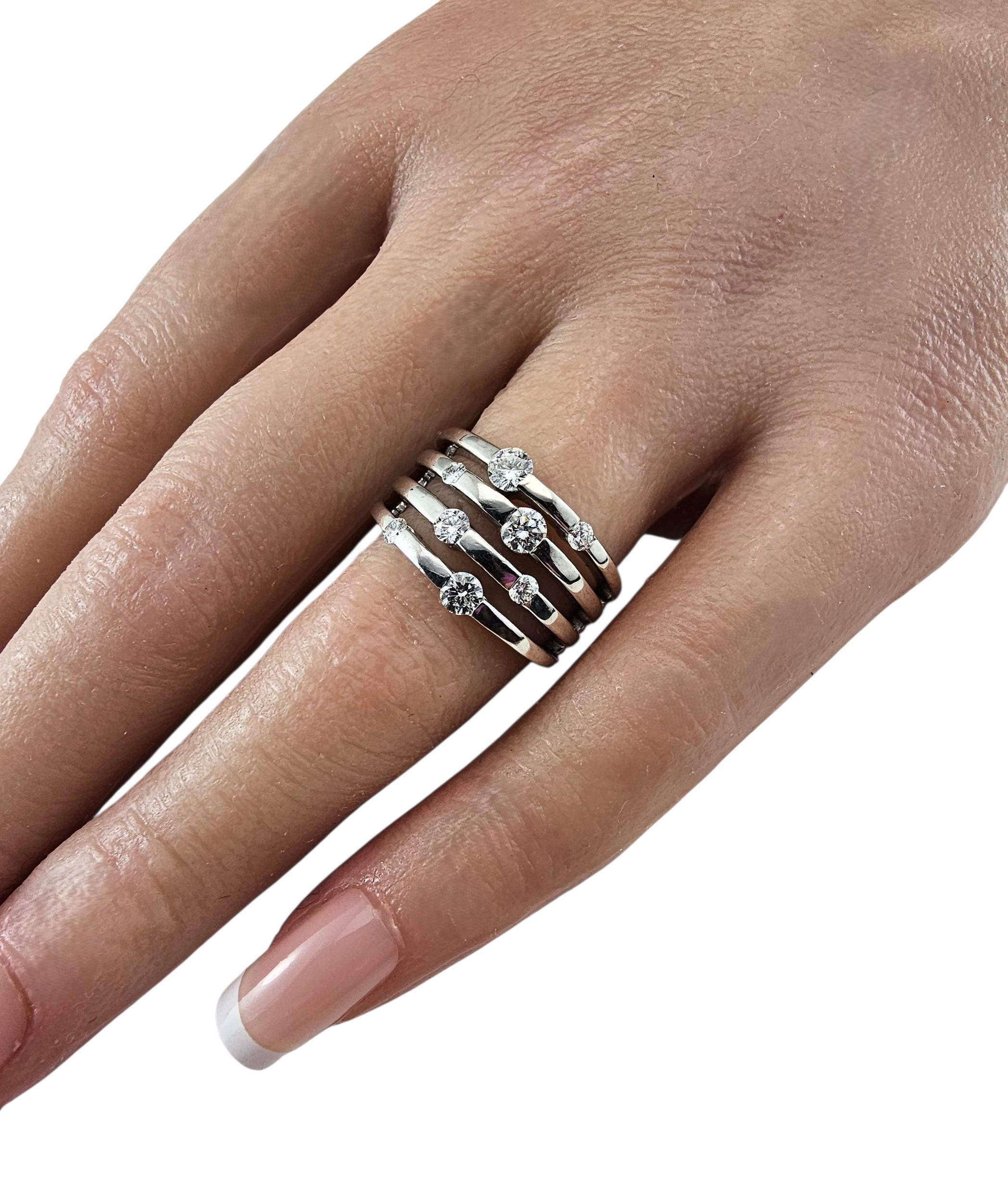 Anello Multi-Band in oro bianco 14K e diamanti misura 6,75-7 #23743 in vendita 2