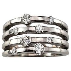 Anello Multi-Band in oro bianco 14K e diamanti misura 6,75-7 #23743