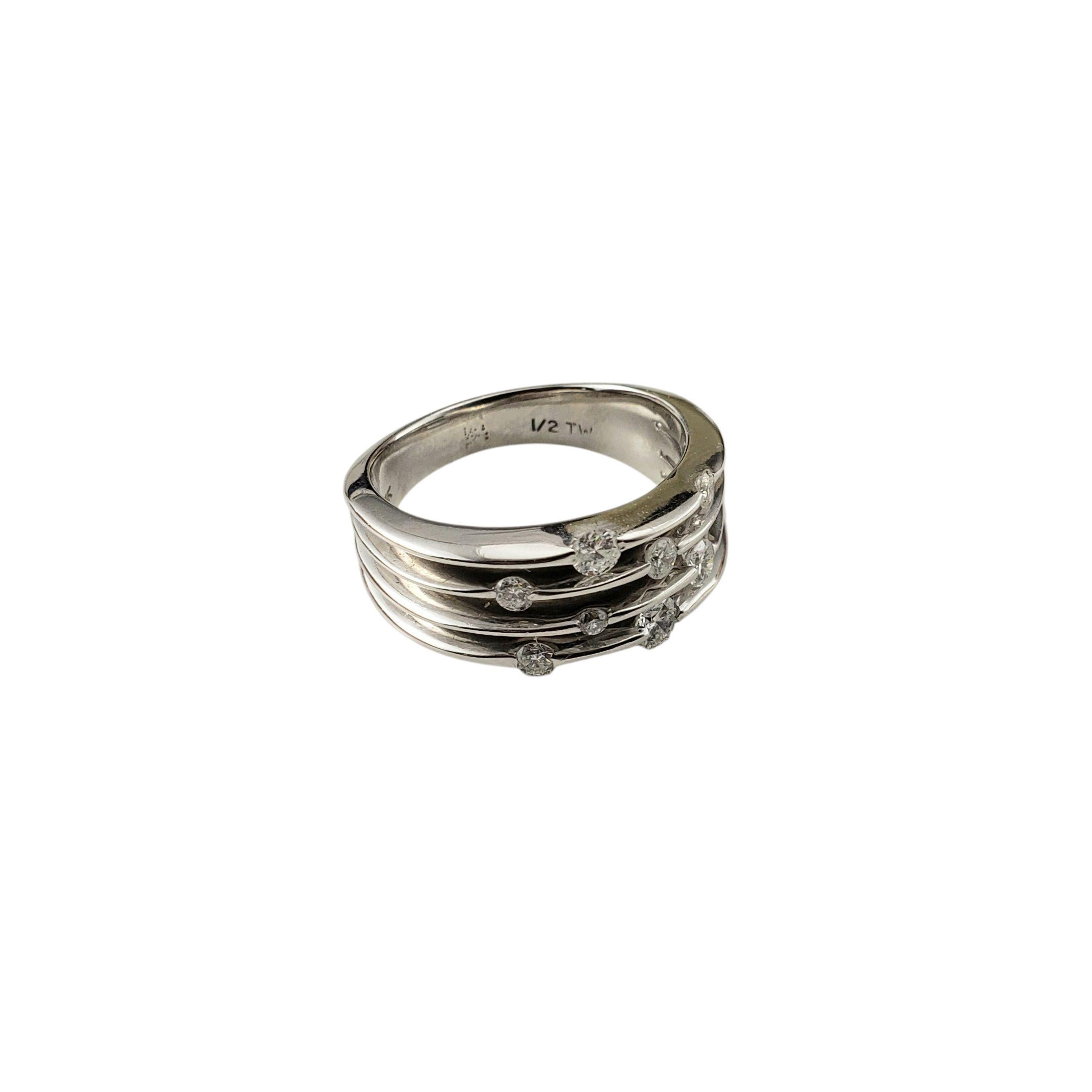 Anillo Múltiple de Oro Blanco y Diamantes de 14K Talla 7 #22433 Corte brillante en venta